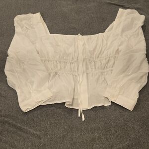 J. Crew White Ruched Blouse